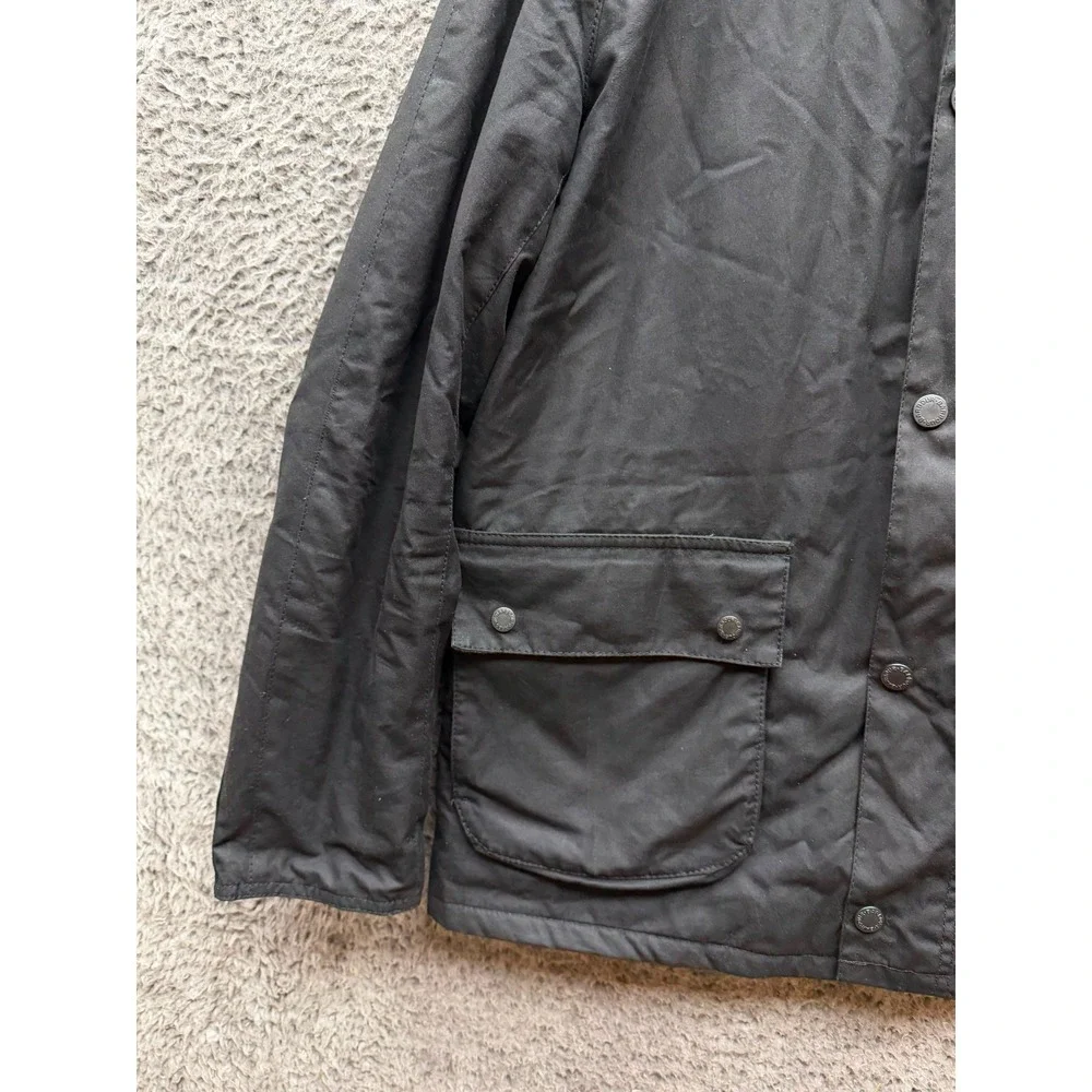 Barbour Bedale Relaxed Fit Quilted Waxed Cotton Jacket Black Mens Size L